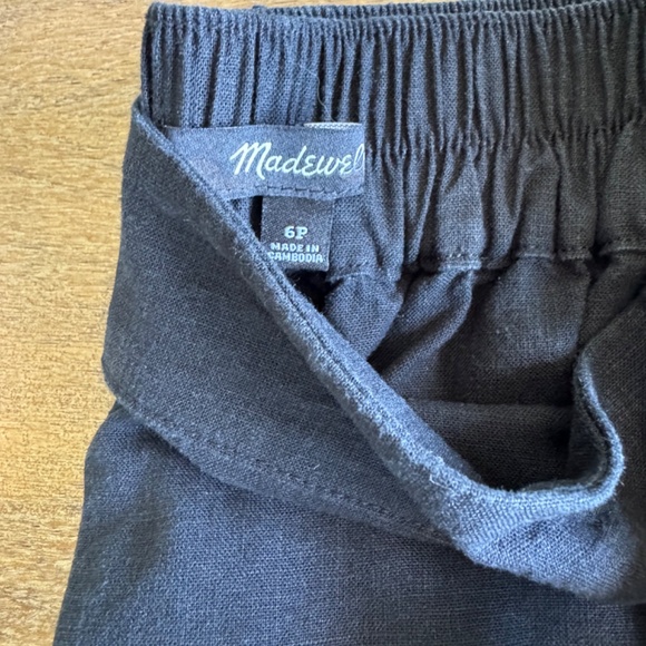 Madewell Black Petite Pull-On Straight Crop Pants in Linen Blend NWT NWOT - Picture 5 of 7